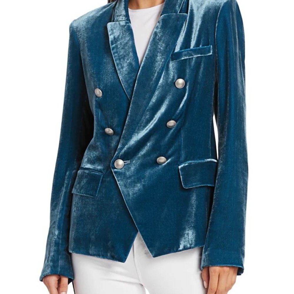 ISO L'AGENCE Velvet Double-Breasted Teal Blazer Sz 6 or 8